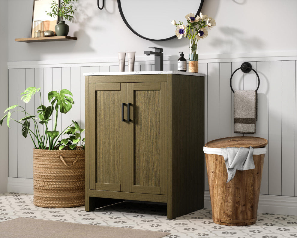 Home Living 24" Single Bathroom Vanity, Chestnut Brown