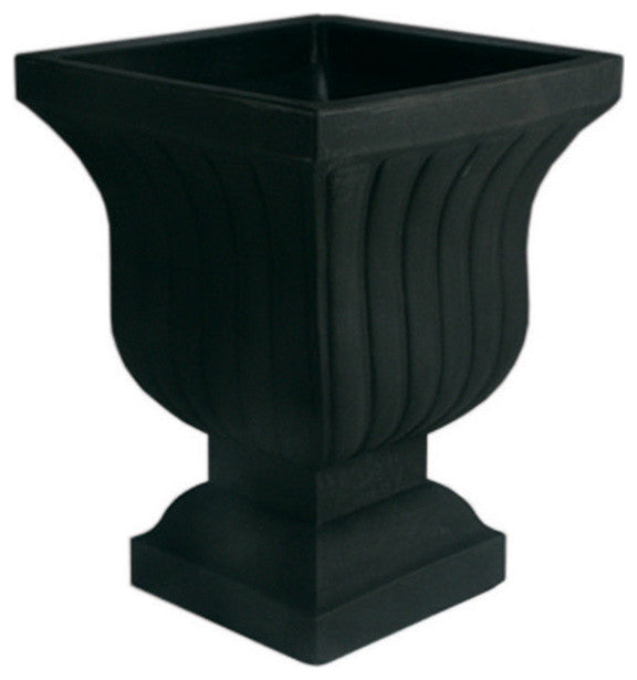 Leyla Double Walled Large Urn Planter, Caviar Black