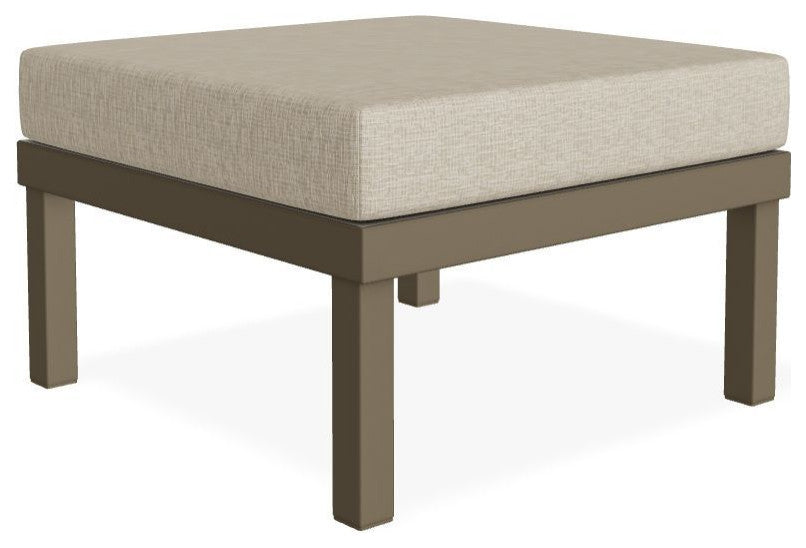 Larssen Cushion Deep Seating Outdoor Ottoman, Grasscloth Dune/Beachwood