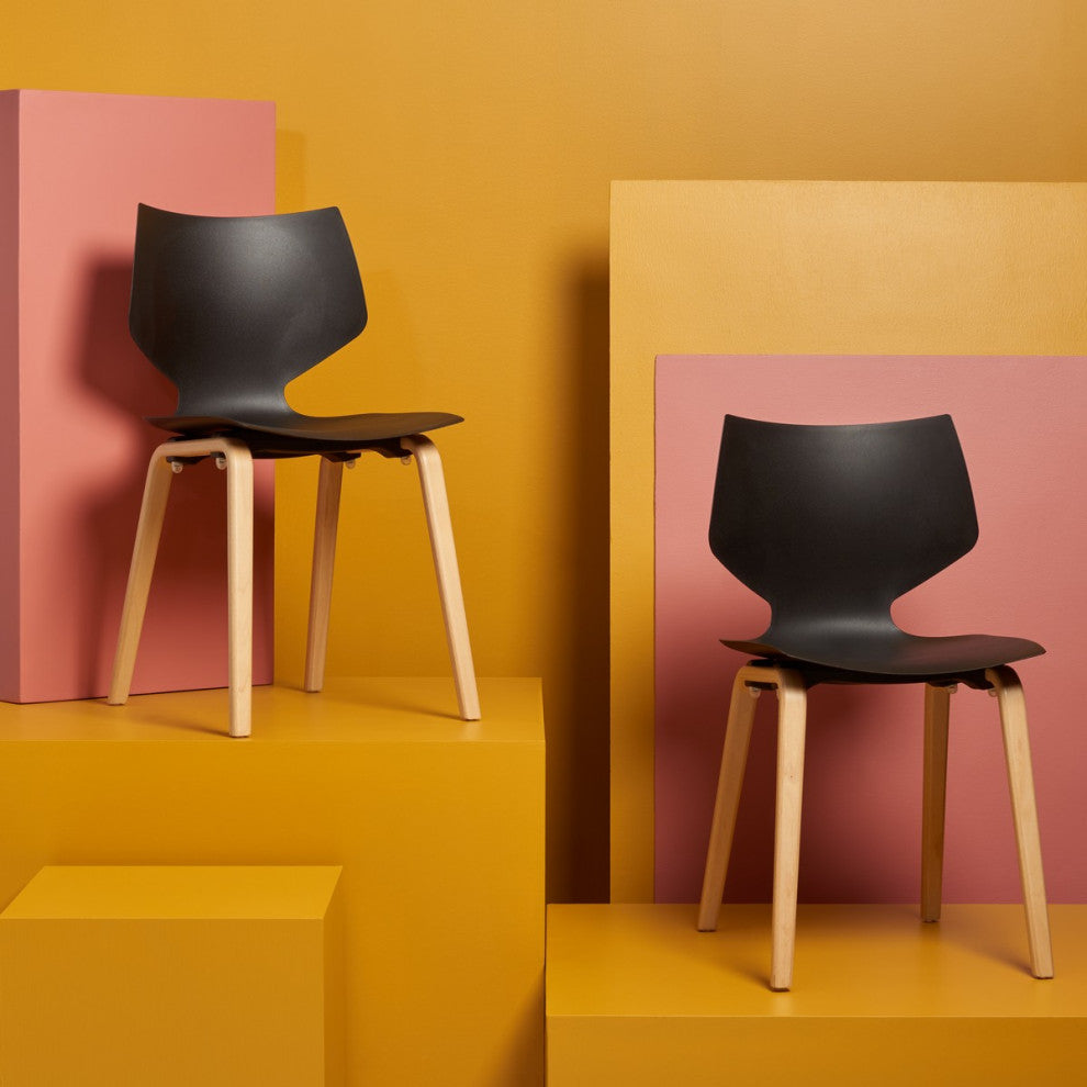 Safavieh Couture Darnel Molded Plastic Dining Chair, Black/Natural