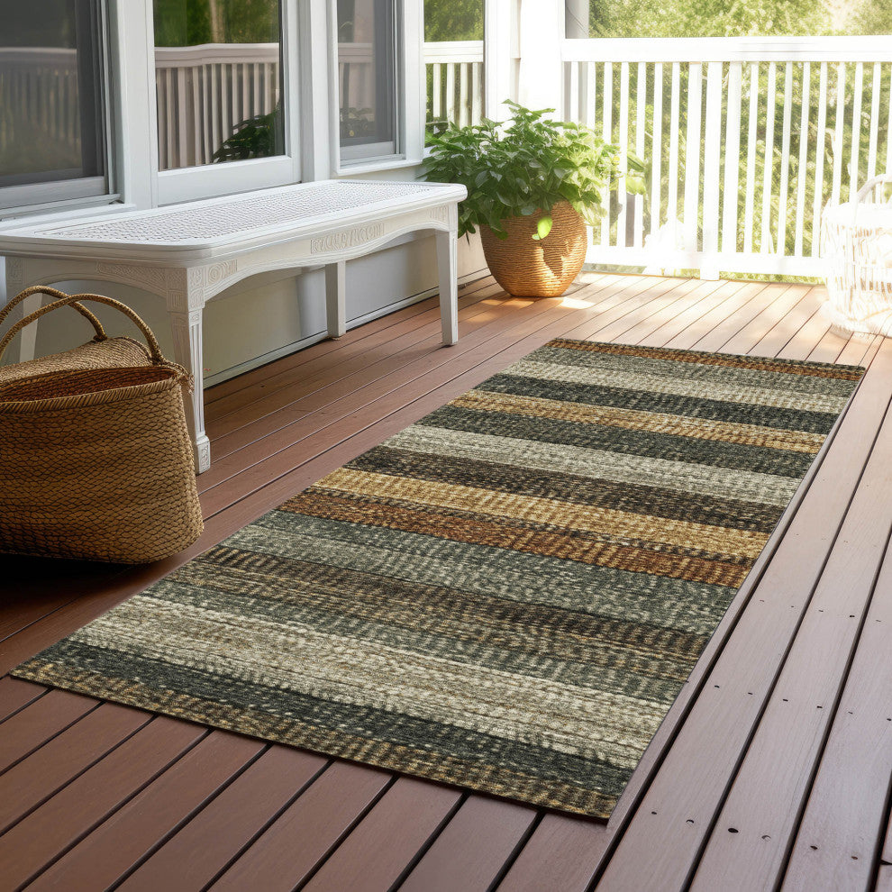 Machine Washable Indoor/Outdoor Chantille ACN1865 Khaki 2'3" x 7'6" Runner Rug