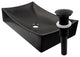 Rectangular Porcelain Vessel Bathroom Sink in Matte Black with Drain, Matte Black