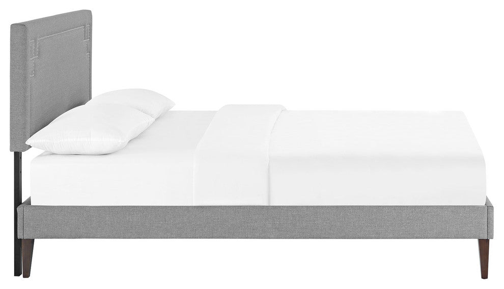 Modway Josie Full Fabric Platform Bed With Squared Tapered Legs, Light Gray