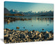 "Blue Waters in Rocky Beach Panorama" Landscape Art Print Canvas, 20"x12"