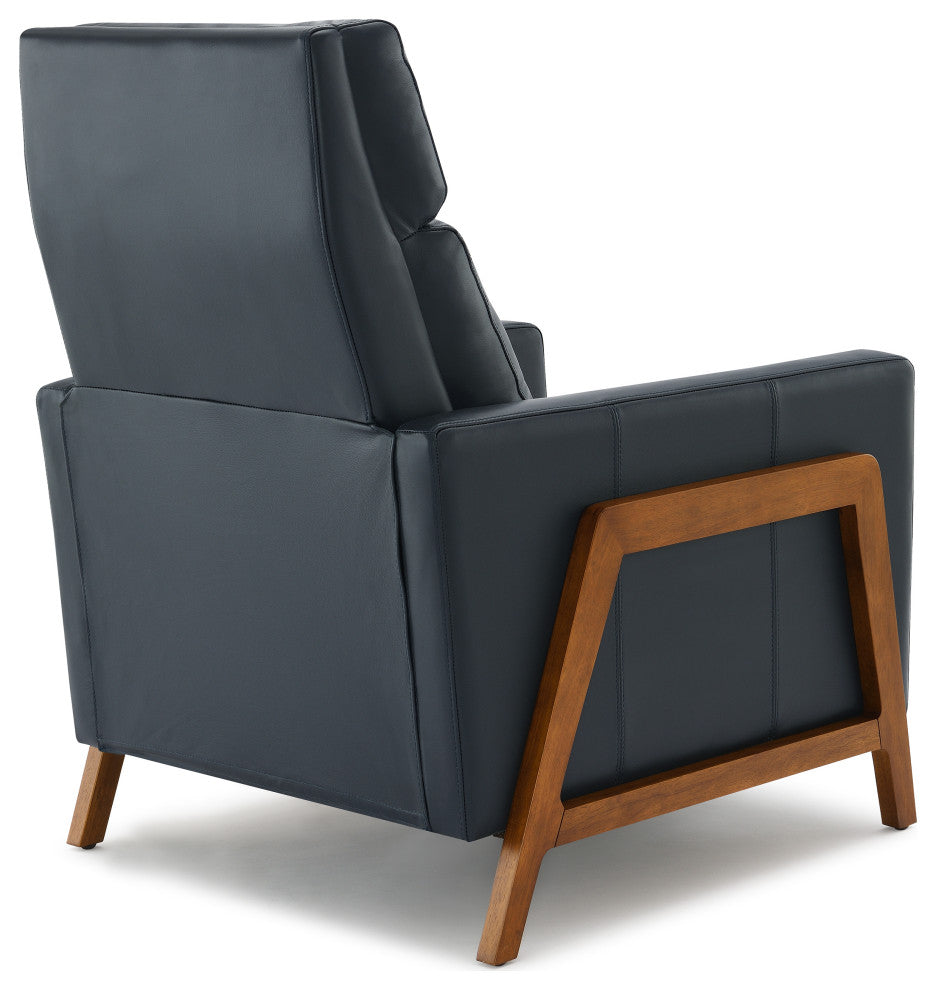 Reed Leather Push Back Recliner - Midnight Blue