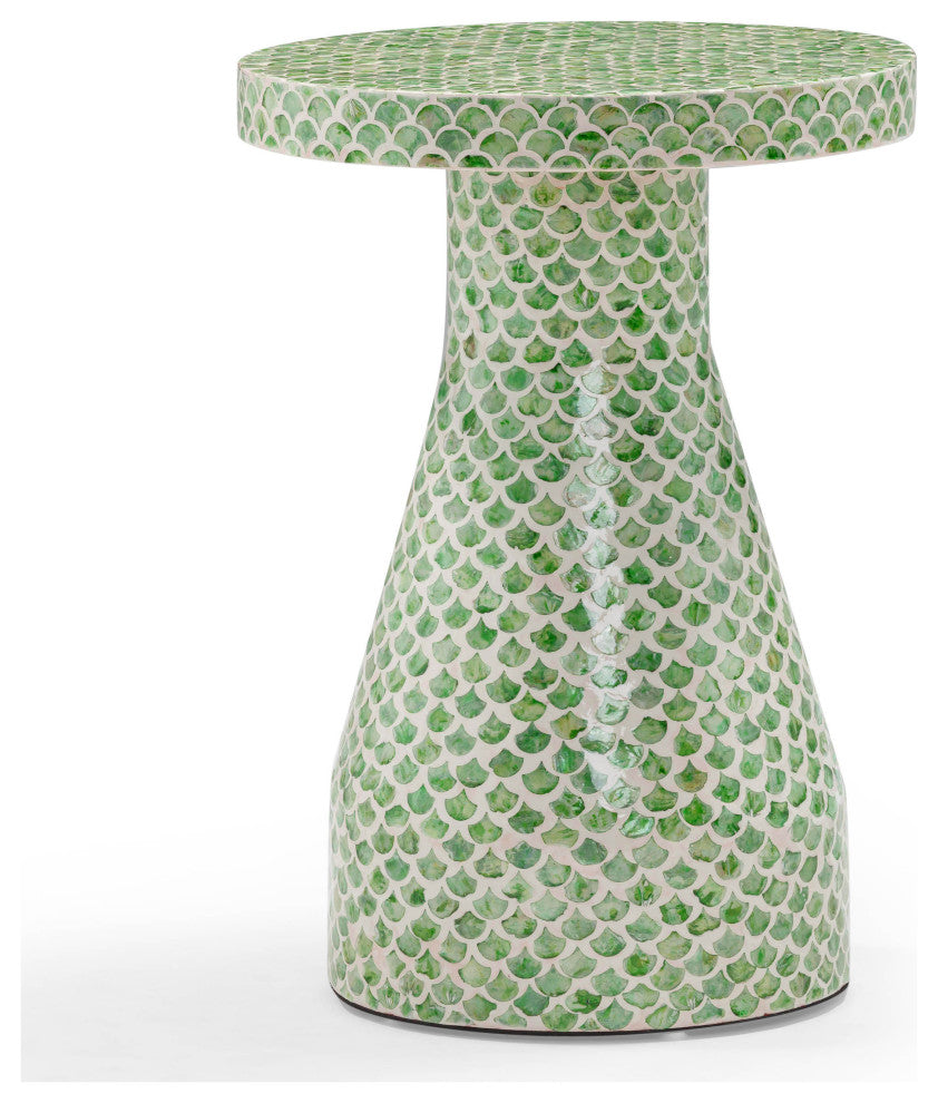 Halio Shell-Inlaid Side Table, Green
