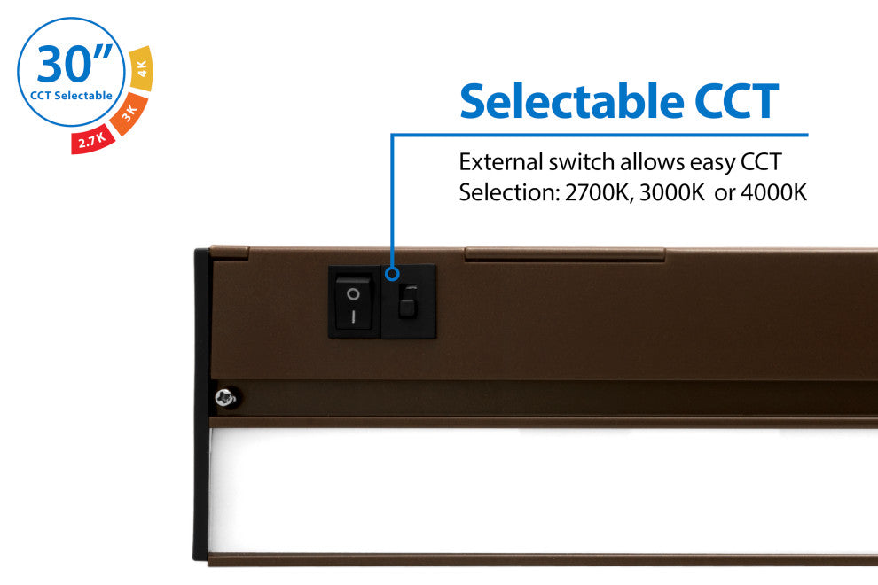 NUC-5 Series Selectable LED Under Cabinet Light, Oil Rubbed Bronze, 30