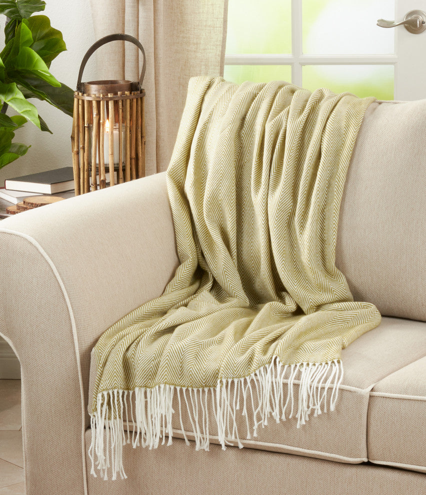 Herringbone Throw, Grass