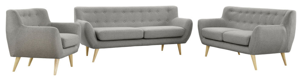 Modway Remark 3 Piece Living Room Set, Light Gray