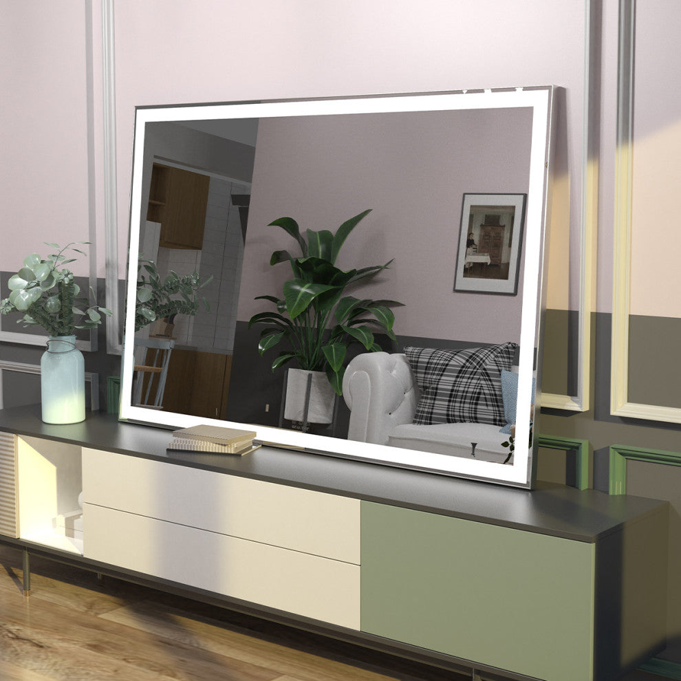 60x40" Rectangular Framed Wall Mounted LED Bathroom Vanity Mirror