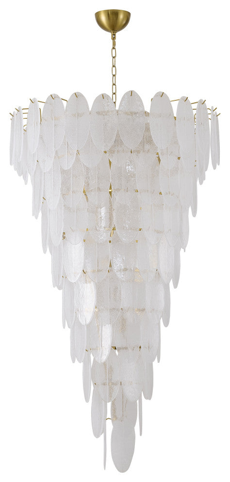 12-Light Brass Chandelier With Frosted Glass
