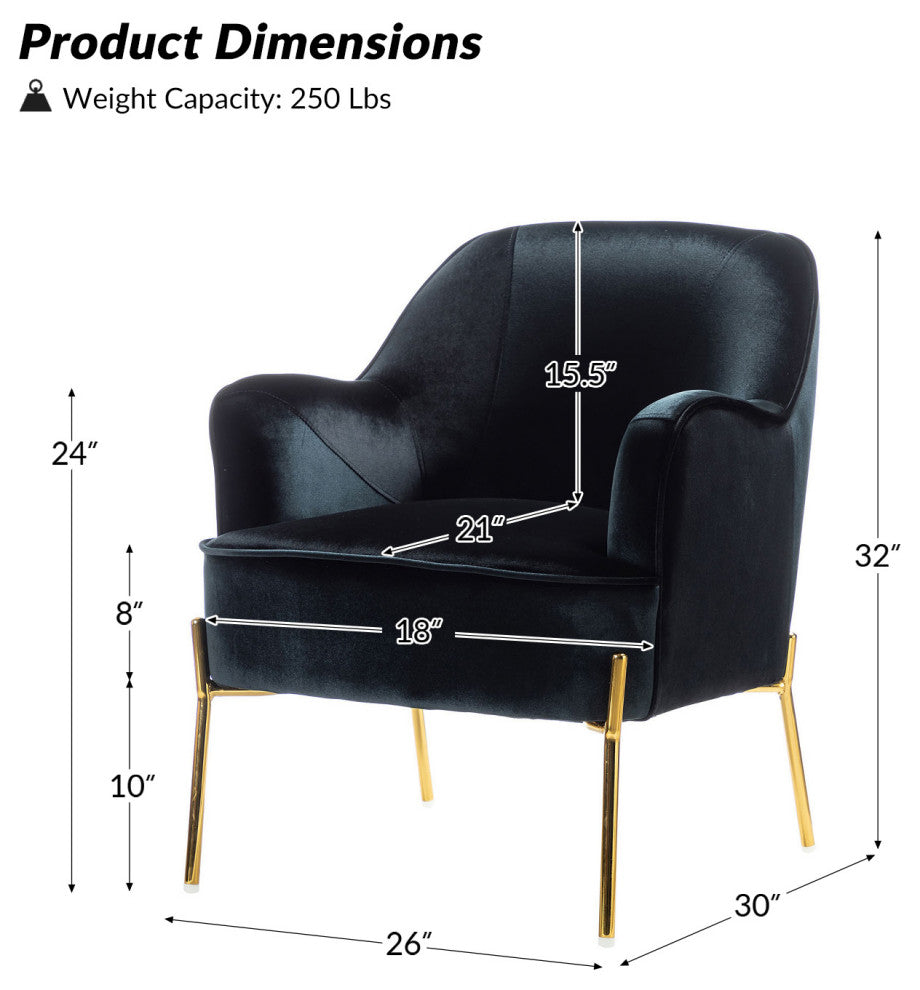 Nora Fabric Accent Chair, Black