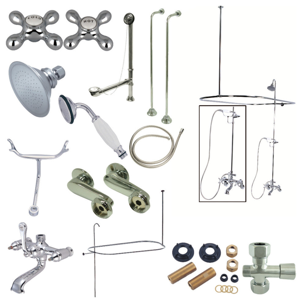 Kingston Brass Clawfoot Tub Faucet Package, Polished Chrome