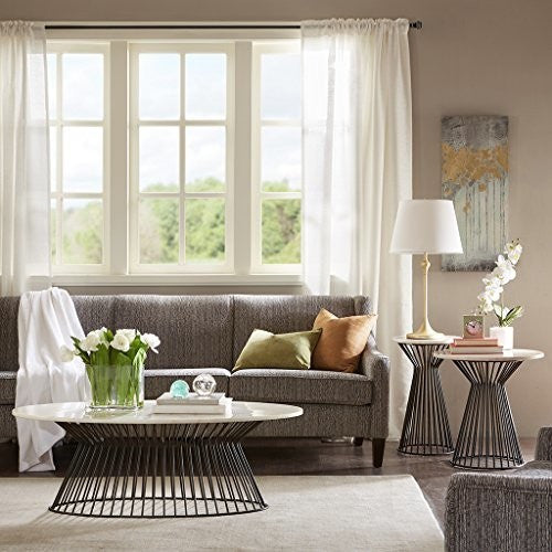 Madison Park Marbury White Marble Round Coffee Table, End Table