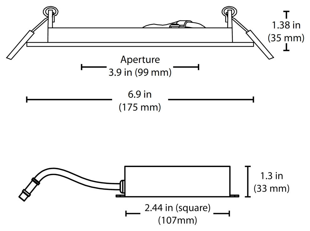 DLE6 Series 6" Square Downlight, Nickel, 4000k