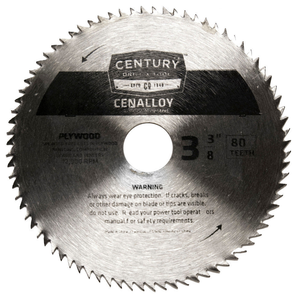 Cenalloy Alloy Steel Plywood Circular Saw Blade, 3-3/8"x80T