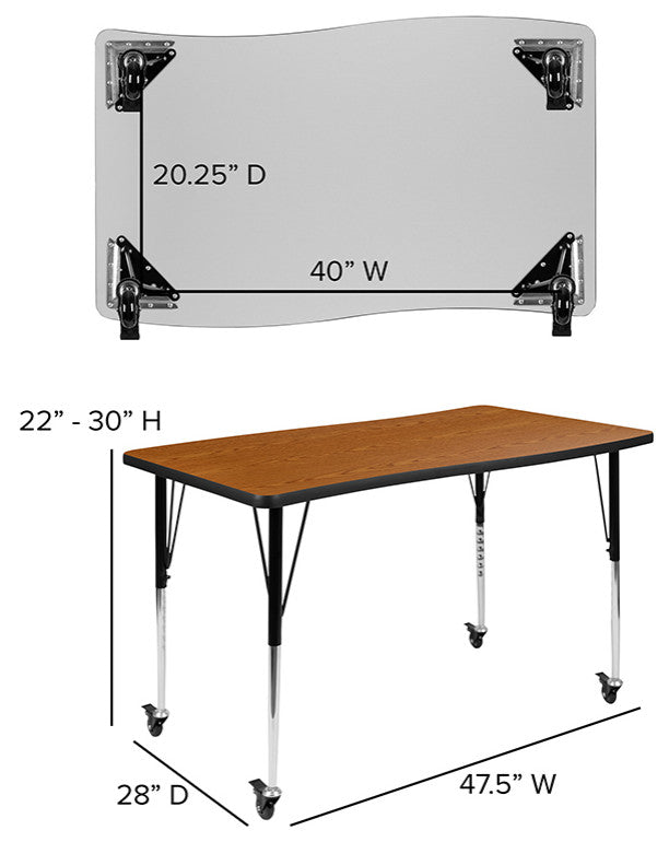76" Oval Wave Flexible Laminate Activity Table Set, 18" Student Stack Chairs Oak