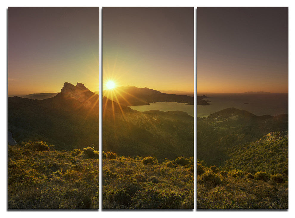 "Volterraio and Portoferraio Bay" Metal Wall Art, 3 Panels, 36"x28"