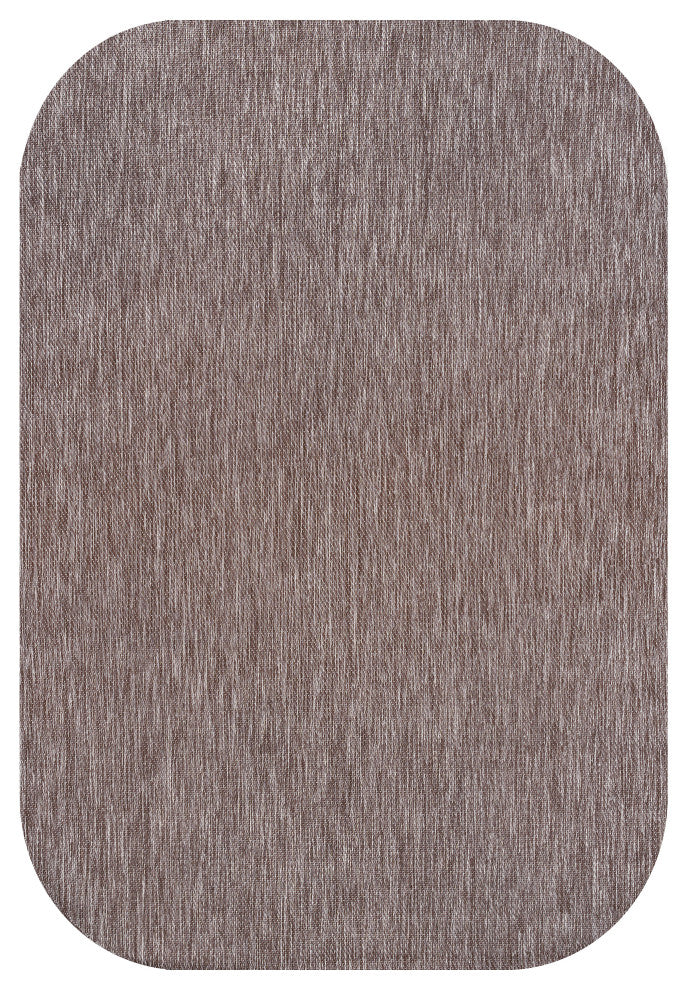 Miles Modern Minimalist Radius Corner Solid Indoor/Outdoor Shaped Area Rug