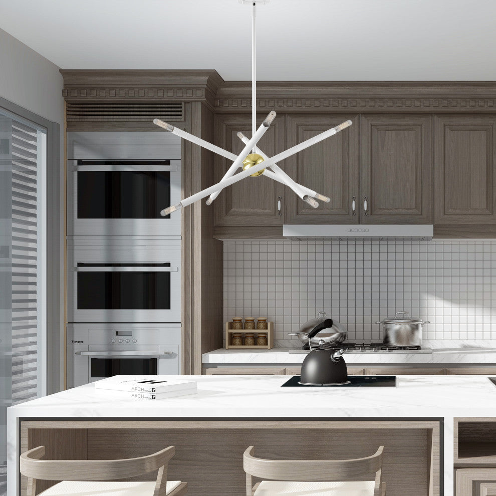 Livex Lighting Soho 8 Light White With Polished Brass Accents Chandelier