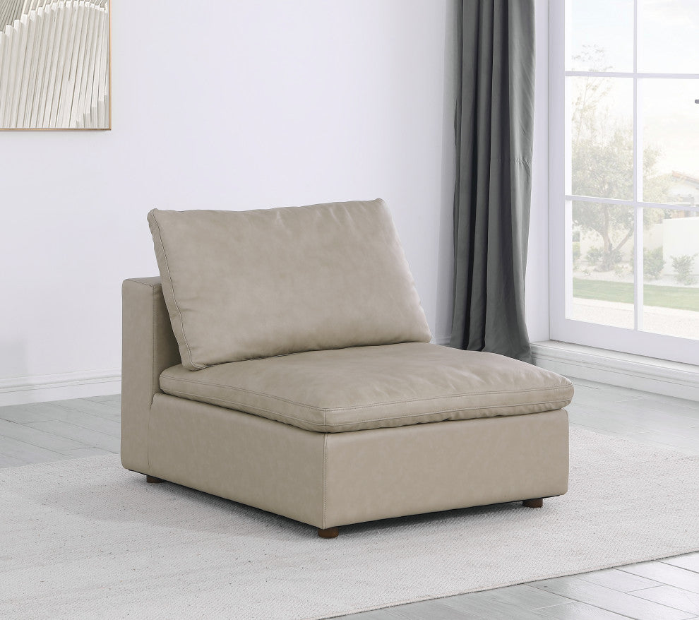 Dante Armless Chair Upholstered, Top Grain Italian Leather