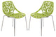 Leisuremod Asbury Plastic Stackable Dining Chair With Chromed Legs, Set of 2, Green