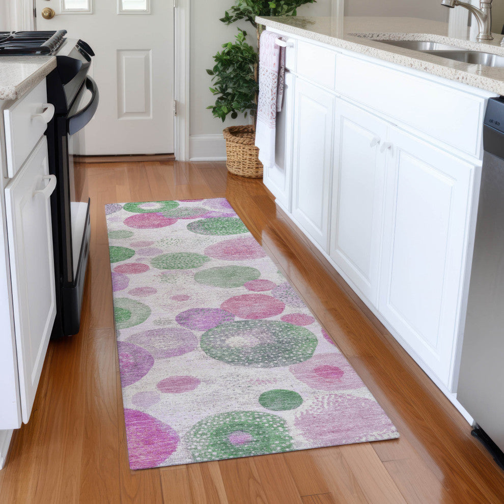 Machine Washable Indoor/Outdoor Chantille ACN1896 Pink 2'3" x 7'6" Runner Rug