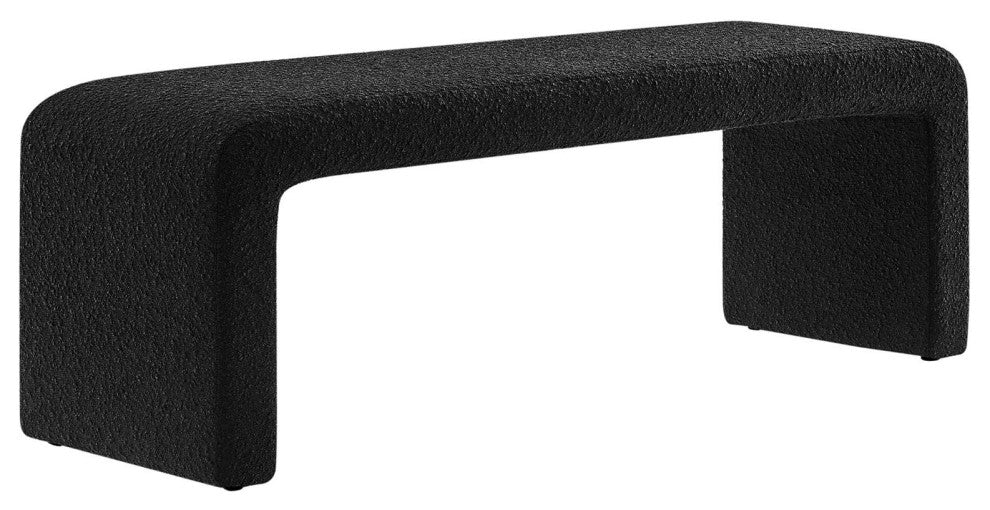 Simba Boucle Fabric Waterfall Long Bench - Black