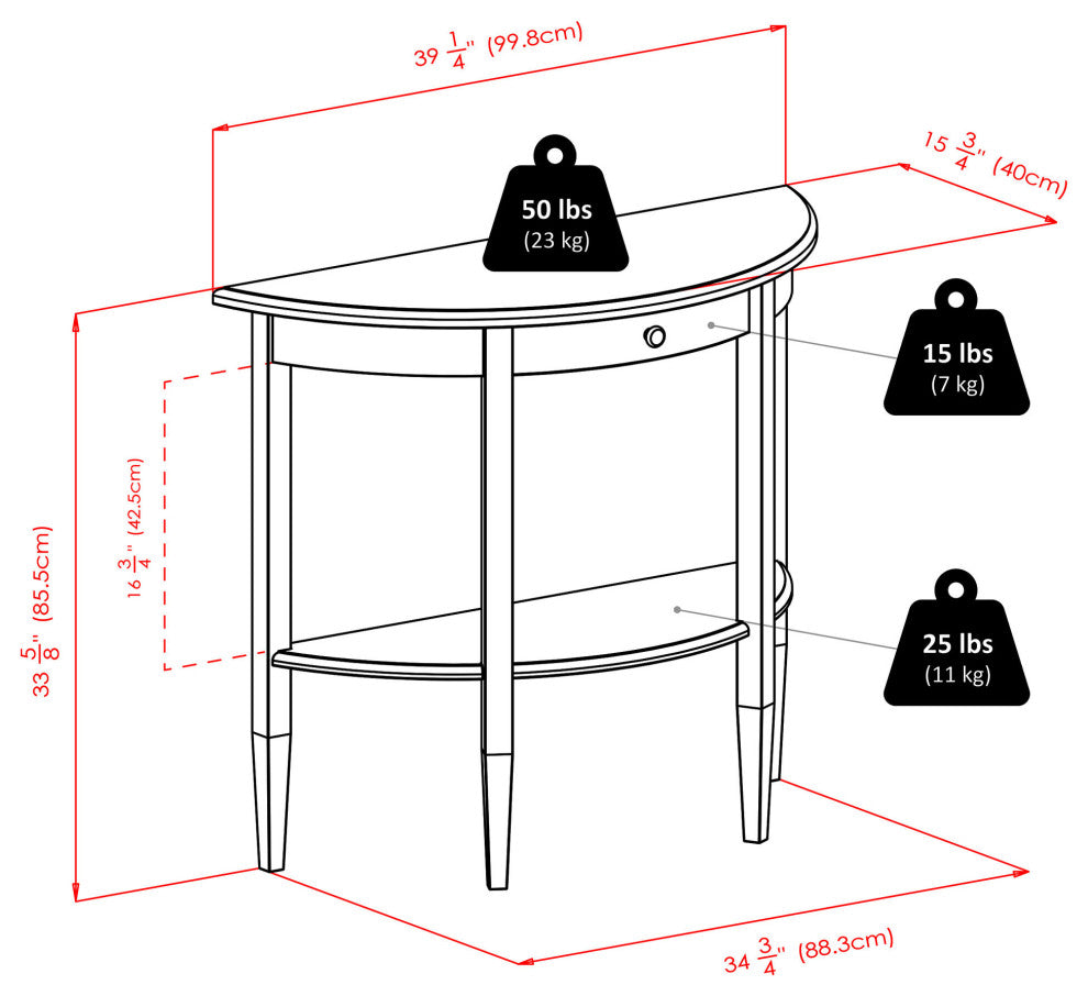 Concord Half Moon Console Table, Walnut