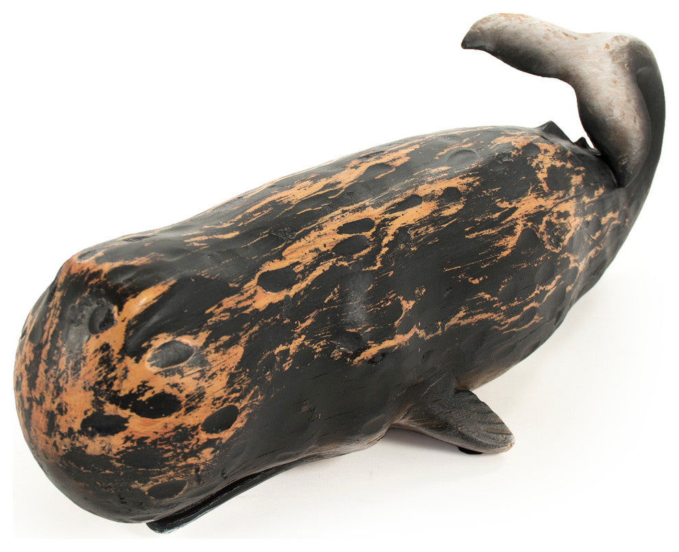 Whale Sculpture, Medium, Distressed Black