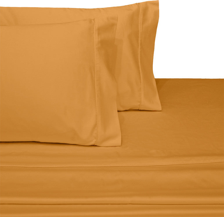 650TC Wrinkle-Free Solid Cotton Blend Sheet Set, Gold, Full