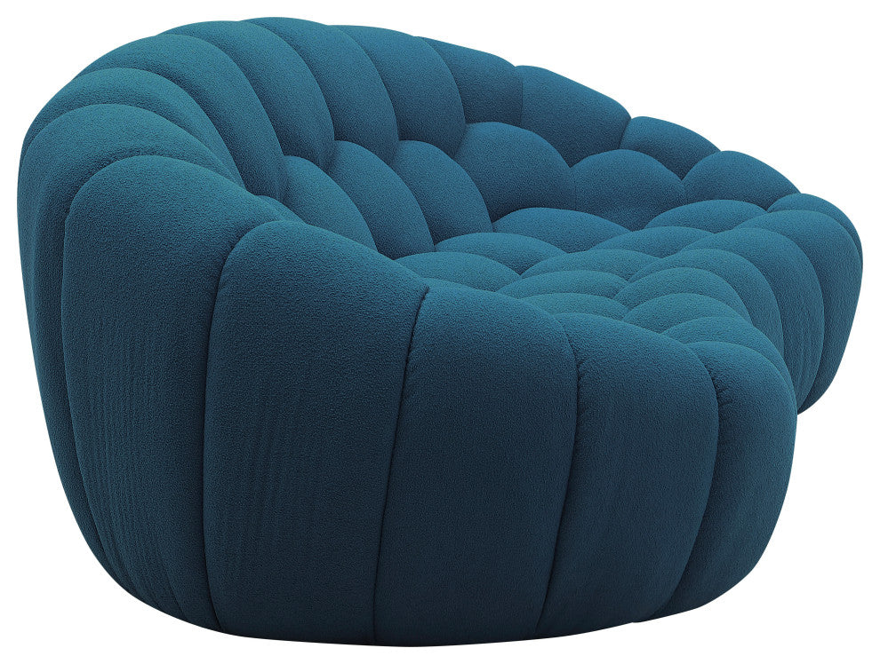 Divani Casa Yolonda Modern Curved Dark Teal Fabric Loveseat