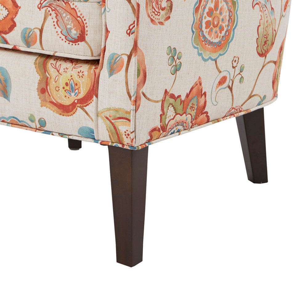 Madison Park Colette Electic Orange Floral Round Wingback Accent Chair