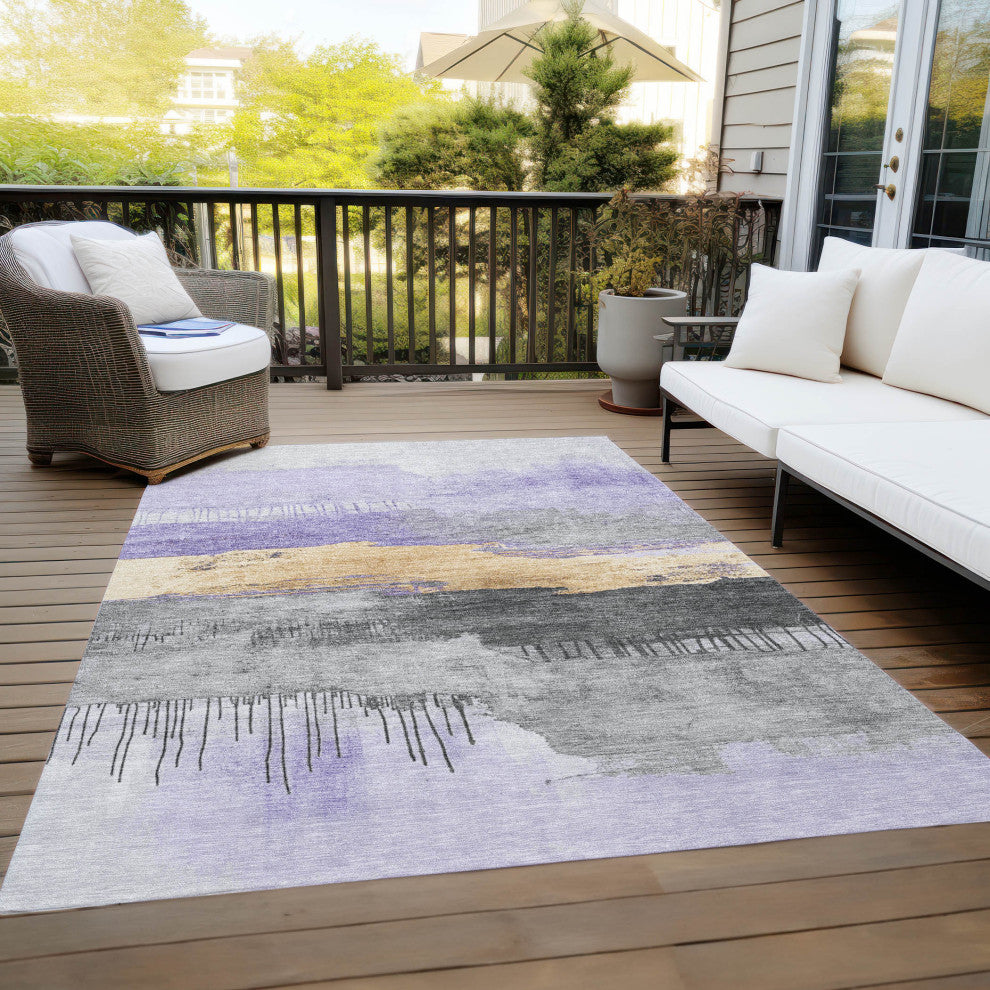 Machine Washable Indoor/Outdoor Chantille ACN1880 Violet 8' x 10' Rug