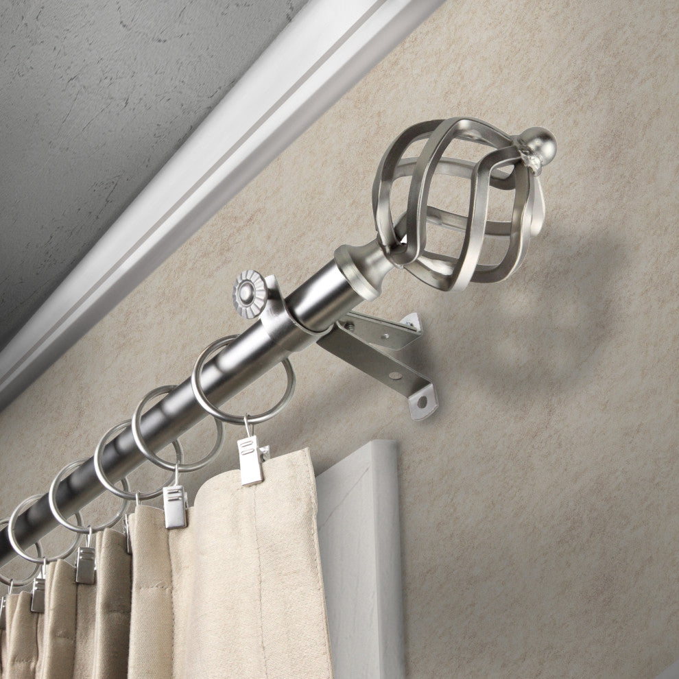 Twist Curtain Rod, Satin Nickel, 28-48"