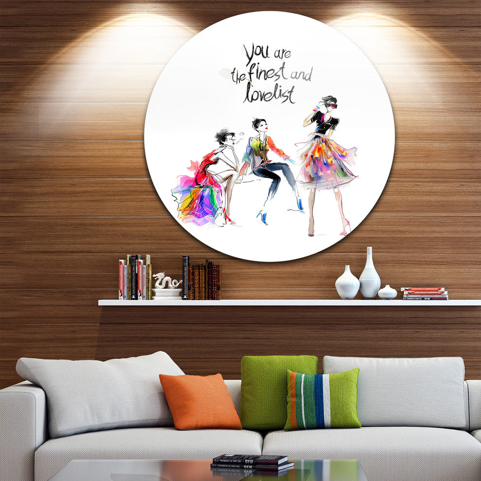 Three Pretty Fashion Girls, Portrait Digital Disc Metal Wall Art, 23"