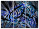 "Symmetrical Spiral Blue Flower" Metal Wall Art, 3 Panels, 36"x28"