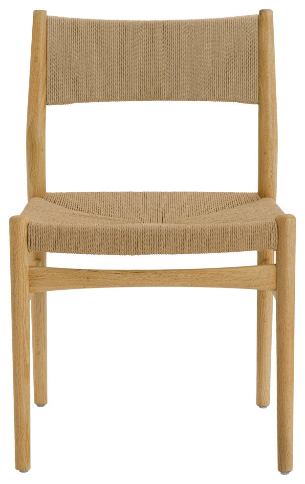 Erie, Woven Paper Cord and Oak Wood, Dining Chairs, 18", Set of 2