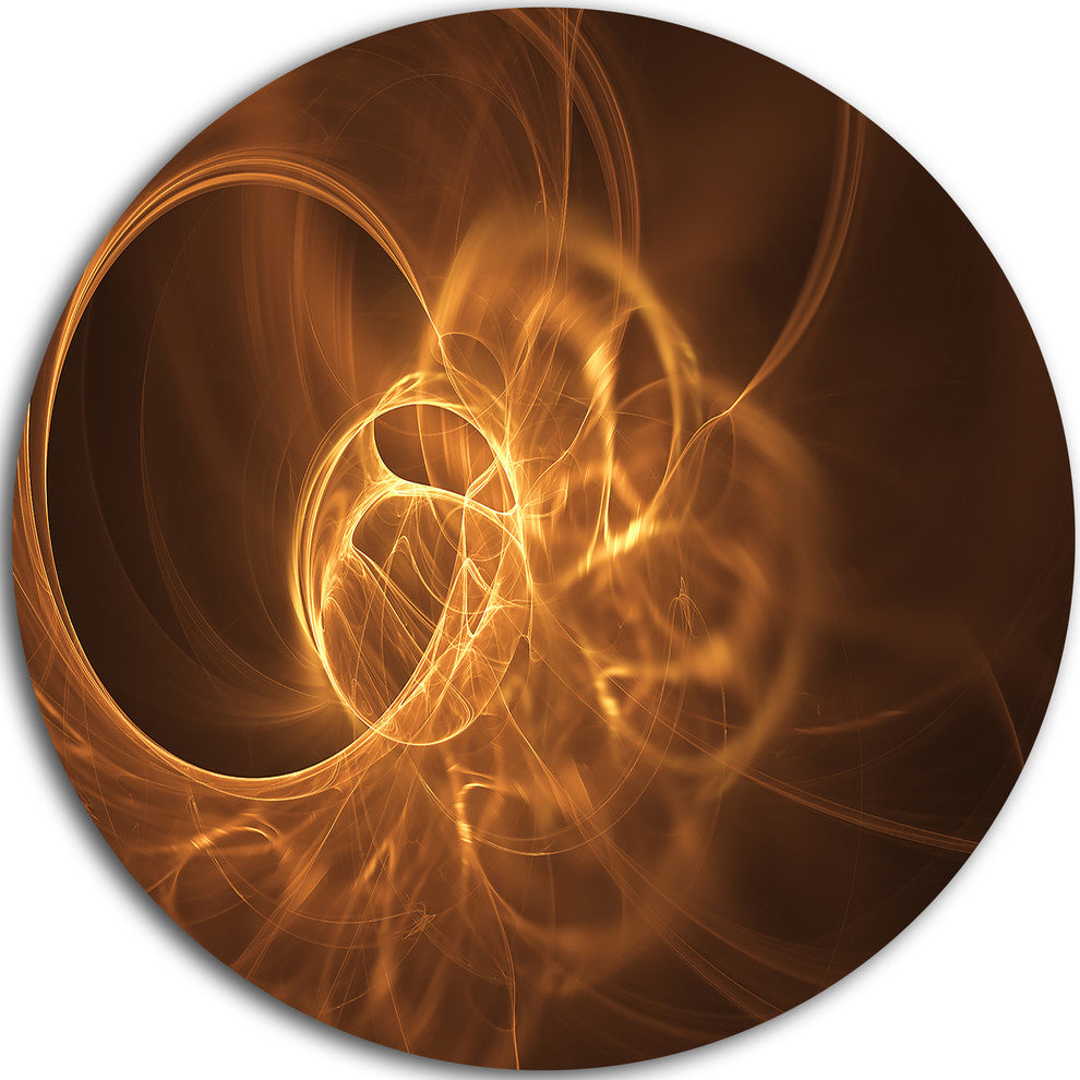 Softly Glowing Circles Golden, Abstract Large Disc Metal Wall Art, 38"