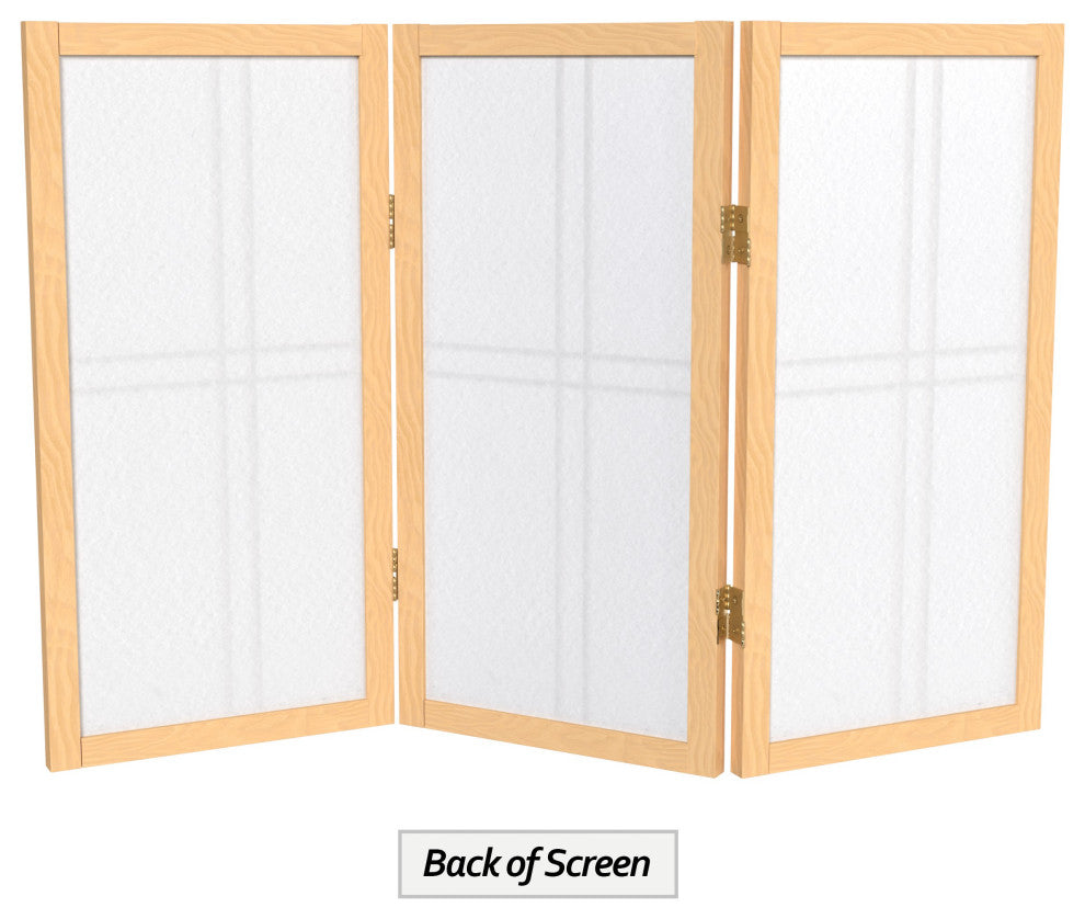 2' Tall Desktop Double Cross Shoji Screen, Natural, 3 Panels