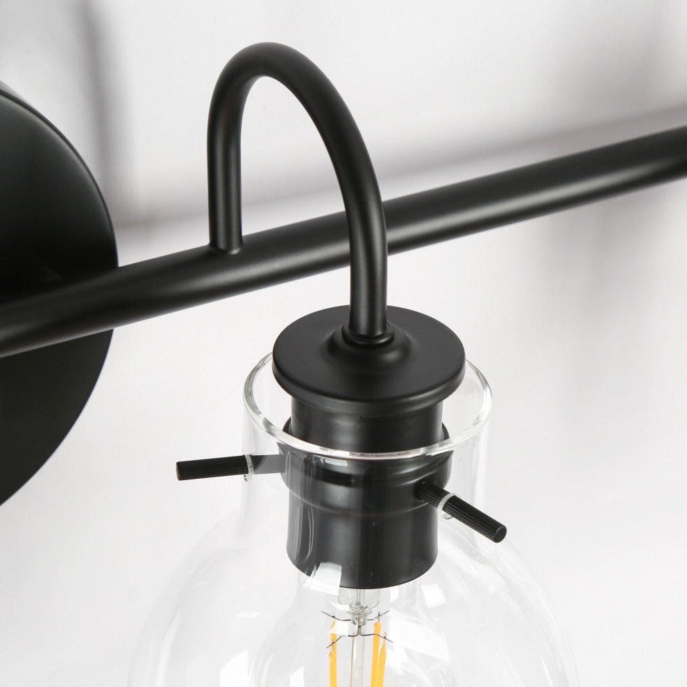 LNC Modern Matte Black Globe Clear Glass Bathroom Vanity Light, 4 Lights