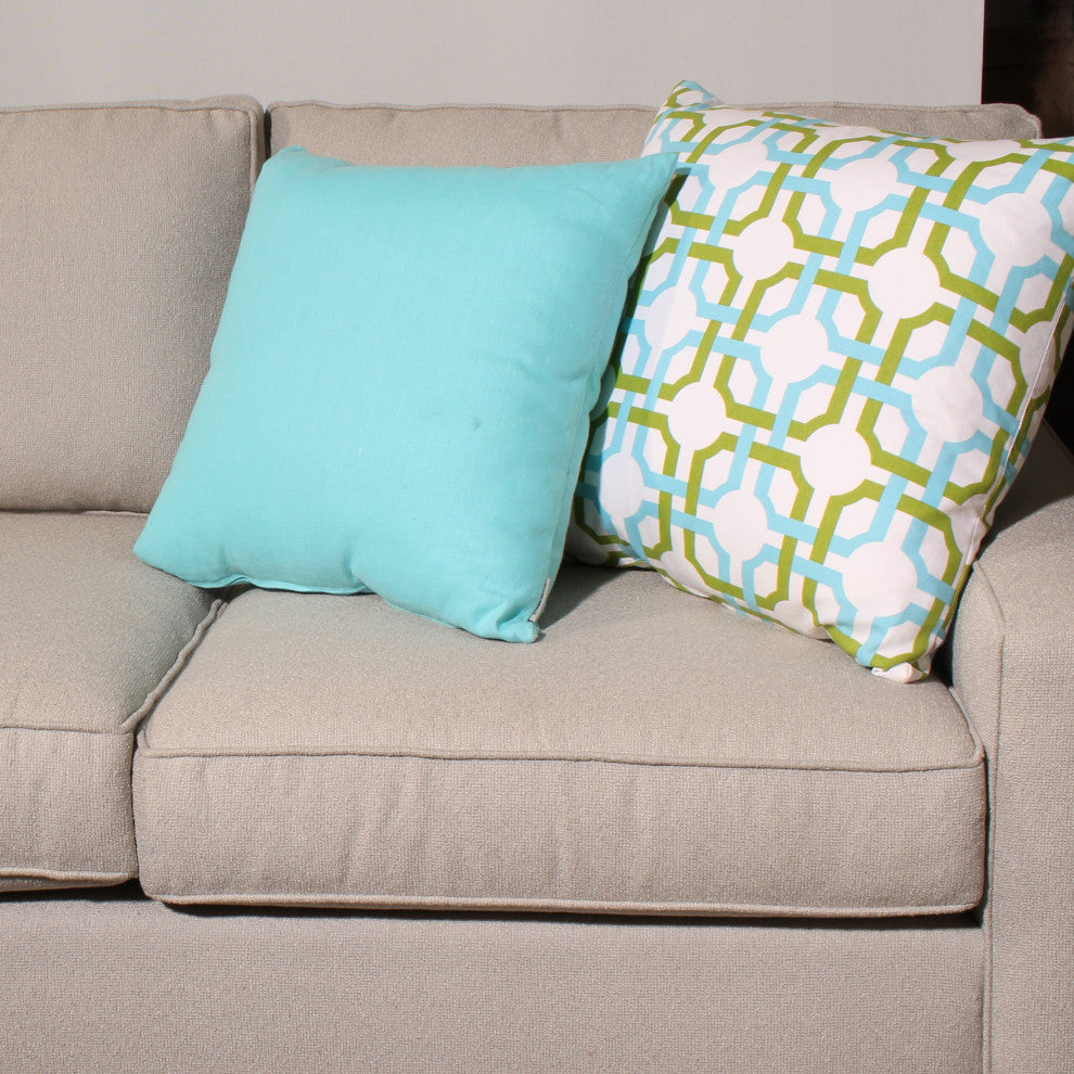 Pillow Decor - Waverly Groovy Grille Throw Pillow, Green, Blue and Cream, 12" X