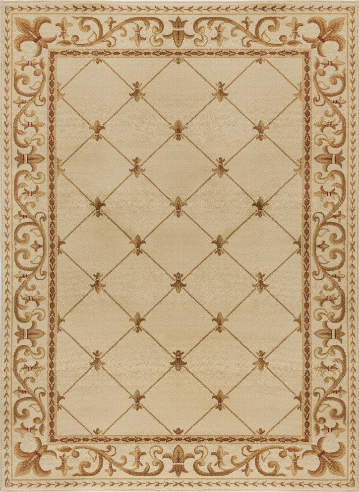 Orleans Traditional Border Area Rug, Ivory, 5'3"x7'3"