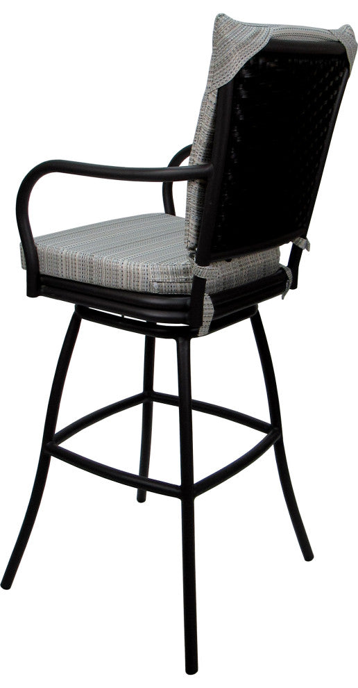 Outdoor Patio Swivel Bar Stool Ofir with Arms, Natural Fun - Black, 30"