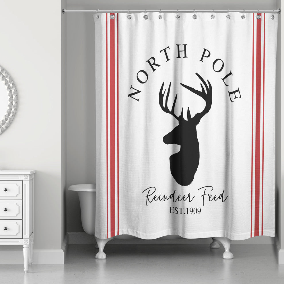 North Pole Reindeer Feed 71x74 Shower Curtain