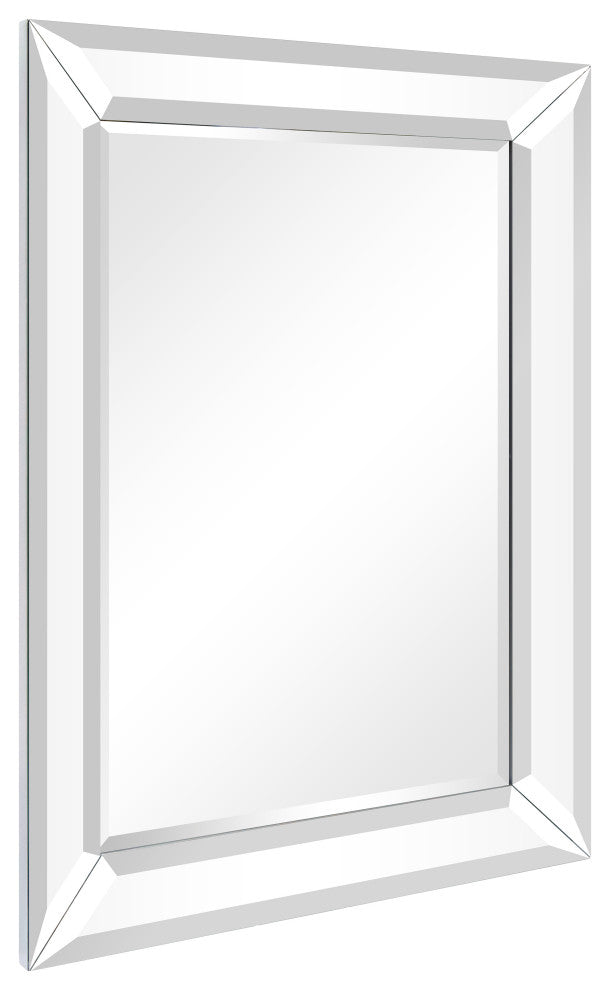 Rectangular Beveled Diamond Silver Framed Wall Mirror