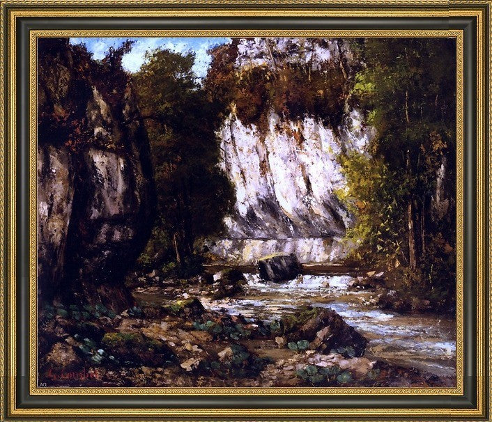 Gustave Courbet River and CliffFramed Premium Canvas Print, 16"x20"