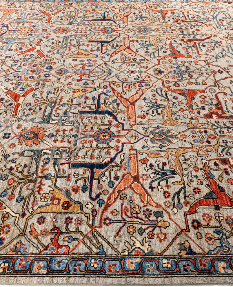 Serapi One-of-a-Kind Hand-Knotted Area Rug Gray, 9'1" x 11'9"