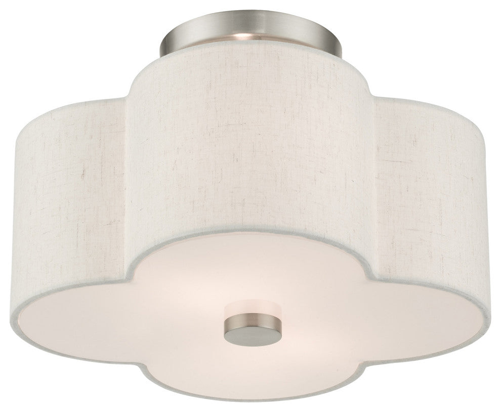 Brushed Nickel French Country, Floral, Transitional, Semi Flush