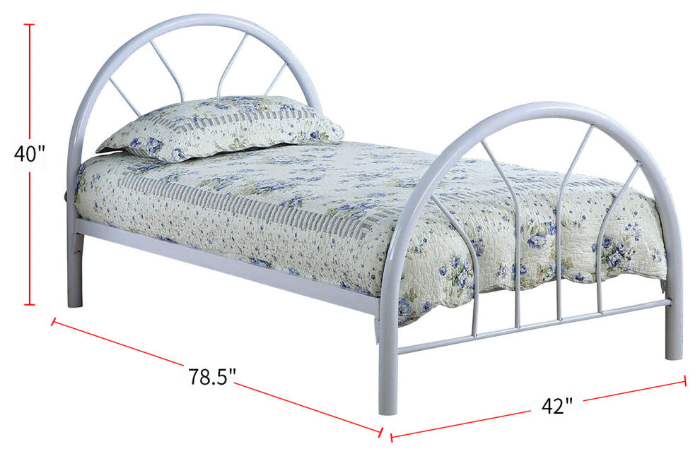 Contemporary Metal Twin Bed, White
